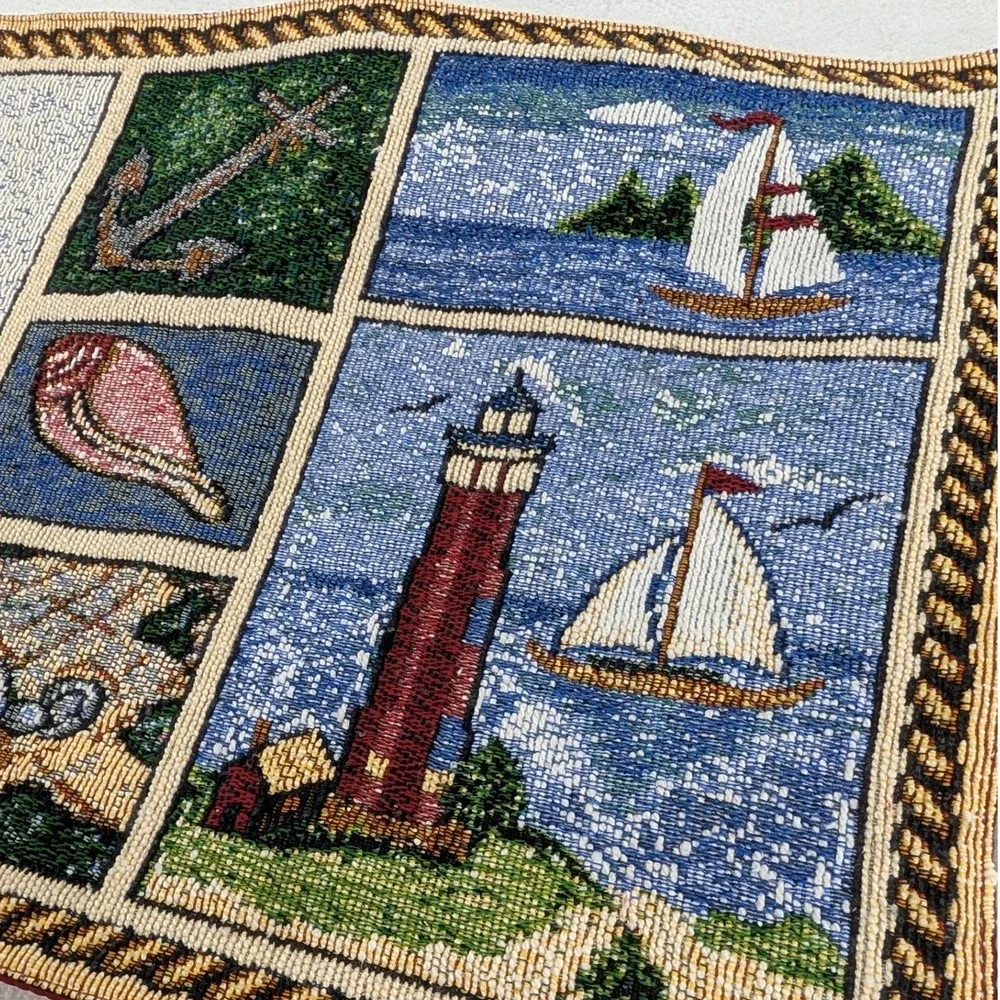 Nautical‎ Tapestry Lighthouse Sailboat 12x18 Coastal Maritime Decor